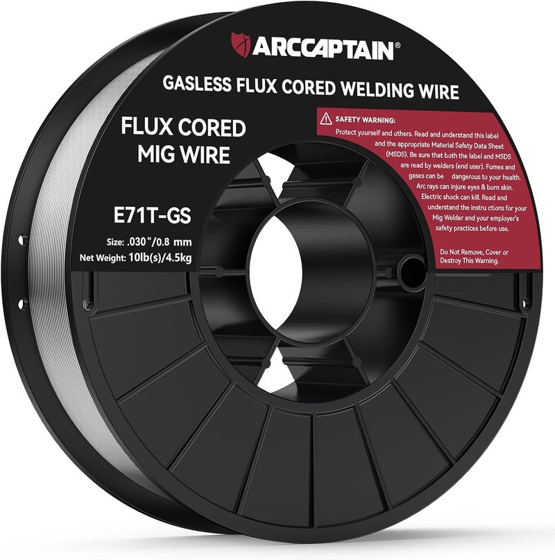 ARCCAPTAIN Flux Core Welding Wire .030, E71T-GS 030" Flux Core Welding Wire Gasless Low Splatter 10Lbs Mig Welding Wire Mild Carbon Steel Compatible With Lincoln Miller Forney Harbor Welder 4.5KG - Image 1
